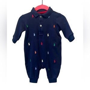 Ralph Lauren Baby Jumper Size 3 Months Navy Blue Multi color horse logo